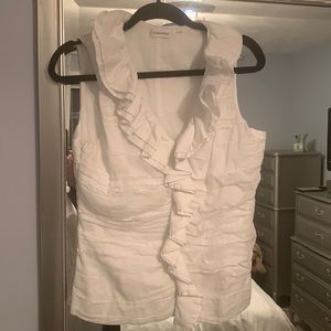 Calvin Klein white ruched cotton top